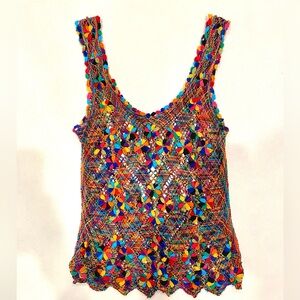 Rainbow Vintage Crochet Tank Top